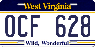 WV license plate OCF628