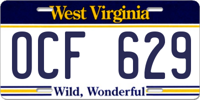 WV license plate OCF629