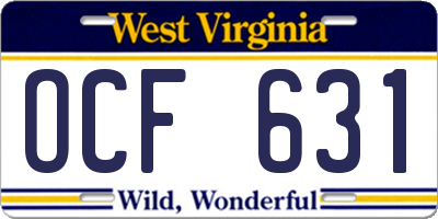 WV license plate OCF631