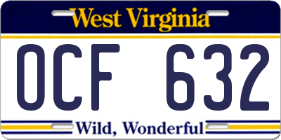 WV license plate OCF632