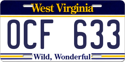 WV license plate OCF633