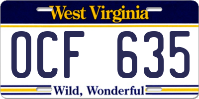 WV license plate OCF635