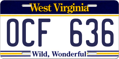 WV license plate OCF636