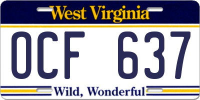 WV license plate OCF637