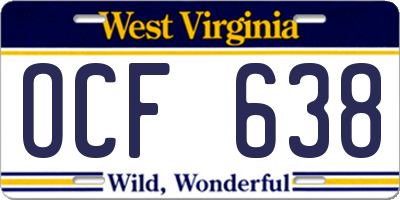 WV license plate OCF638