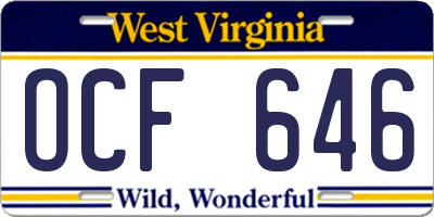WV license plate OCF646