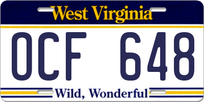 WV license plate OCF648