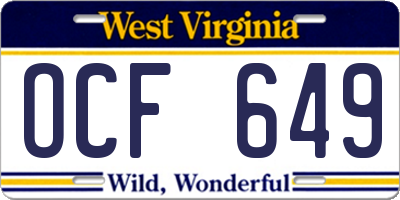 WV license plate OCF649