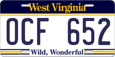 WV license plate OCF652