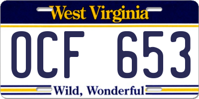 WV license plate OCF653