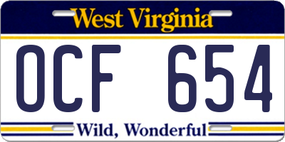 WV license plate OCF654