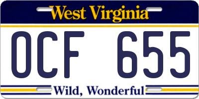 WV license plate OCF655
