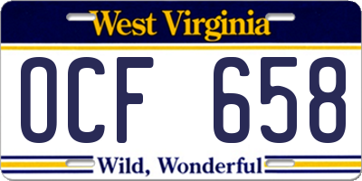 WV license plate OCF658