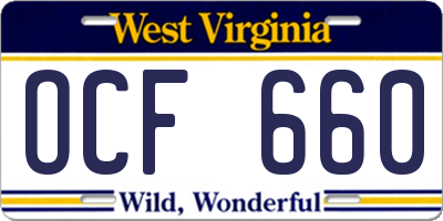 WV license plate OCF660