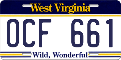 WV license plate OCF661