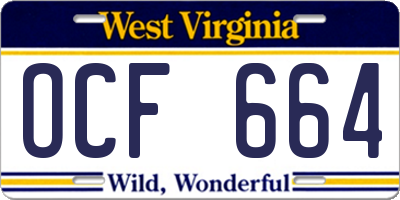 WV license plate OCF664
