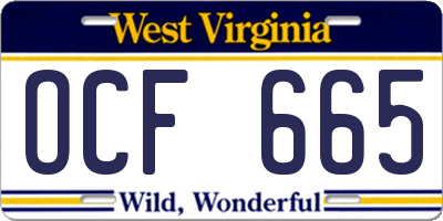 WV license plate OCF665
