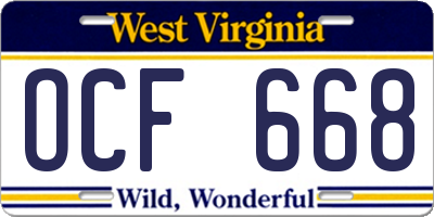 WV license plate OCF668