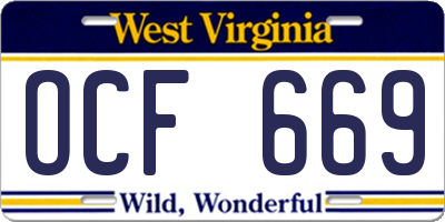 WV license plate OCF669
