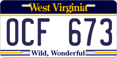 WV license plate OCF673