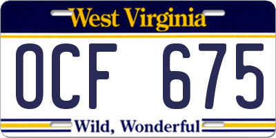 WV license plate OCF675