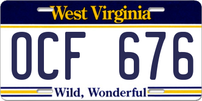 WV license plate OCF676