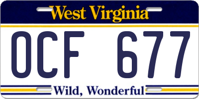 WV license plate OCF677