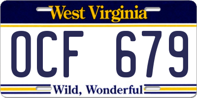 WV license plate OCF679
