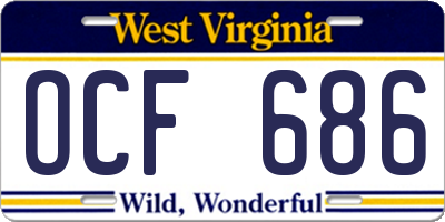 WV license plate OCF686
