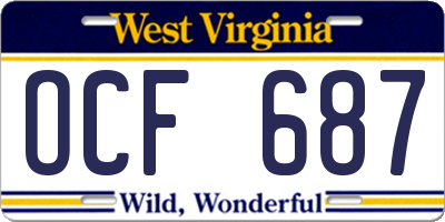 WV license plate OCF687