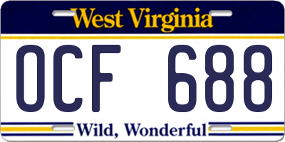 WV license plate OCF688