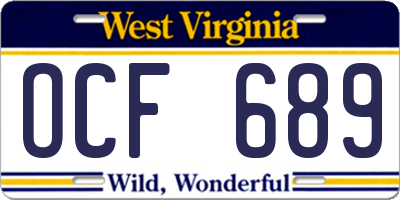 WV license plate OCF689