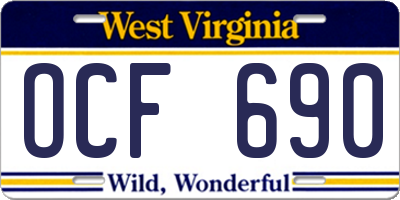 WV license plate OCF690