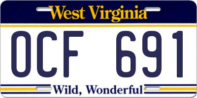 WV license plate OCF691