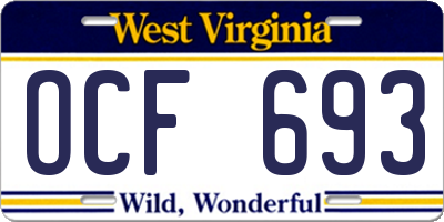 WV license plate OCF693