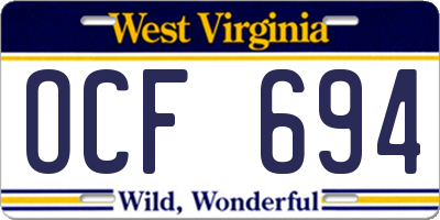 WV license plate OCF694