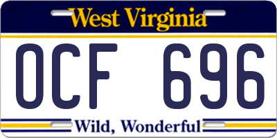 WV license plate OCF696