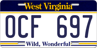 WV license plate OCF697