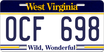 WV license plate OCF698