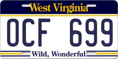 WV license plate OCF699