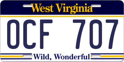 WV license plate OCF707