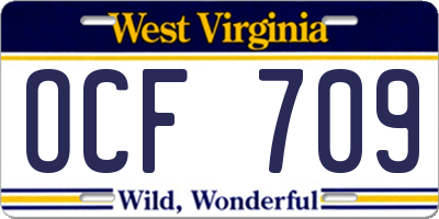 WV license plate OCF709