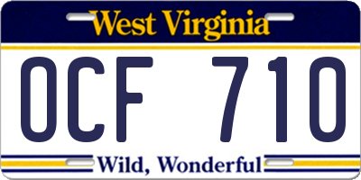 WV license plate OCF710