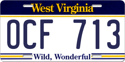 WV license plate OCF713