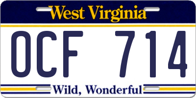 WV license plate OCF714
