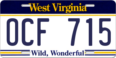 WV license plate OCF715