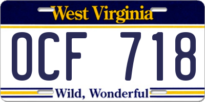 WV license plate OCF718