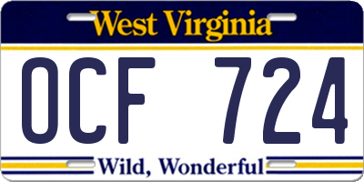 WV license plate OCF724