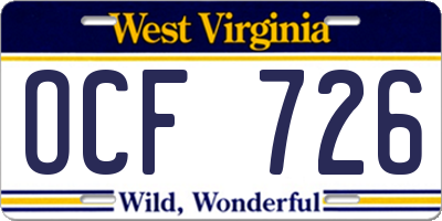 WV license plate OCF726