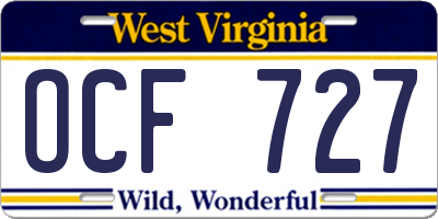 WV license plate OCF727